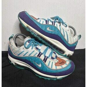 Nike Mens Air Max 98 640744-500 White Teal Running Shoes Sneakers Size 8